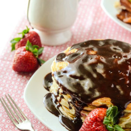 Strawberry Pancakes with Nutella Syrup