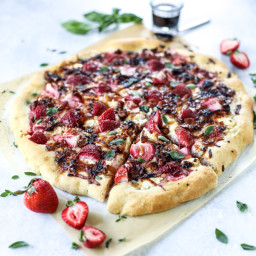 Strawberry Pizza with Bacon and Caramelized Onions.