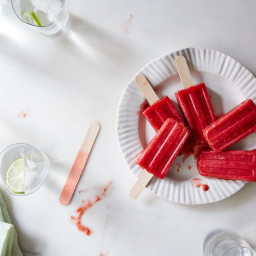 Strawberry, Rhubarb, and Lime Ice Pops