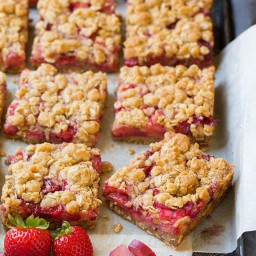 Strawberry Rhubarb Bars (with Crumb Topping!)