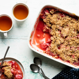 Strawberry Rhubarb Compote with Matzo Streusel Topping