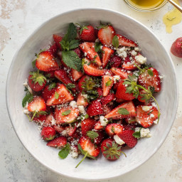 Strawberry Salad with Black Pepper, Feta and Mint.