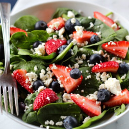 Strawberry Spinach Salad with Blueberry and Feta