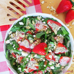 Strawberry Spinach Salad with Poppy Seed Dressing (Low Carb, Gluten-free)