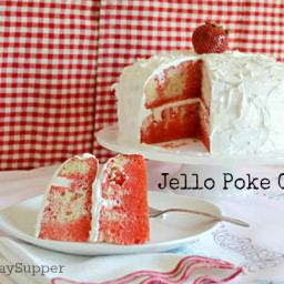 Strawberry Jello Poke Cake Retro Recipes #SundaySupper