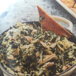 Stretchy artichoke, spinach, and buffalo chicken dip