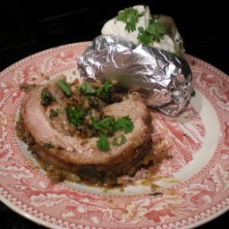 Stuffed Breast of Veal with Sausage, Mushrooms and Swiss Chard