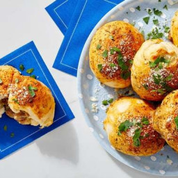 Stuffed Dinner Rolls with Caramelized Onions & Smoked Gouda