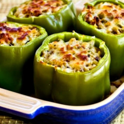 Stuffed Green Peppers with Brown Rice, Italian Sausage, and Parmesan