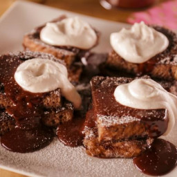 Stuffed Mexican Hot Chocolate French Toast with Cinnamon Whipped Cream and 