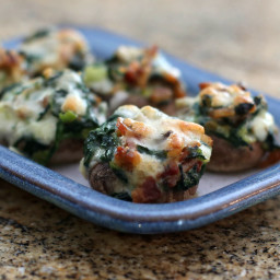 Stuffed Mushrooms With Spinach, Bacon, and Fontina Cheese