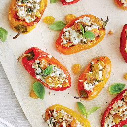 Stuffed Peppers with Chèvre, Pecans, and Golden Raisins
