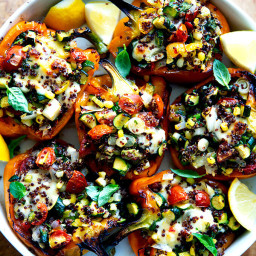 Stuffed Peppers with Quinoa, Corn, and Zucchini