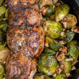 Stuffed Pork Tenderloin with Roasted Brussels Sprouts