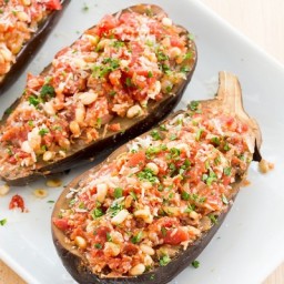 Stuffed Spiced Eggplants with Tomatoes and Pine Nuts