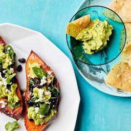 Stuffed Sweet Potatoes with Beans, Spinach, and Guacamole