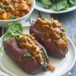 Stuffed Sweet Potatoes with Curry Chickpeas