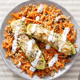 Stuffed Zucchini with Carrots, Currants & Freekeh