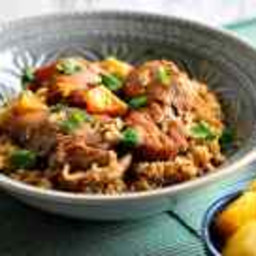 Succulent Slow Cooker Hawaiian Pineapple Chicken Thighs Over Brown Rice