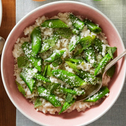 Sugar Snap Pea Risottowith Mascarpone Cheese and Mint