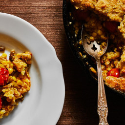 Summer Cobbler with Corn, Tomatoes, and Pancetta