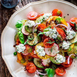 Summer Salad with Herbed Ricotta and Balsamic Vinaigrette
