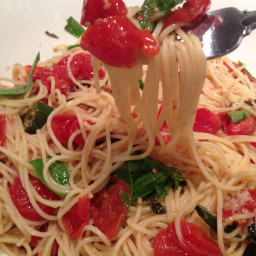 Summer Spaghetti with Roasted Tomatoes and Fresh Basil