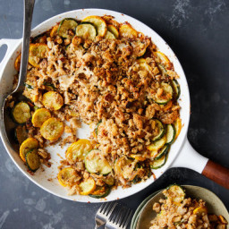 Summer Squash Gratin With Pickled Rye Bread Crumbs