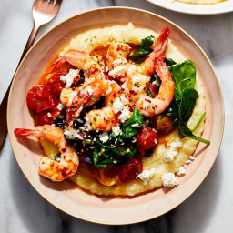 Summer-Up Shrimp & Grits with Greek Flavors