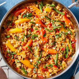 Summer Vegetable Paella with Piquillo Pepper Aioli