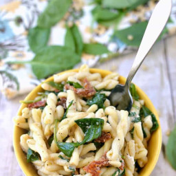 Sun Dried Tomato, Spinach and Goat Cheese Pasta