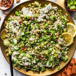 Super Green Grain Salad with Toasted Walnut Dressing