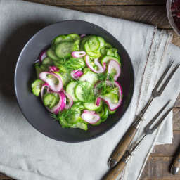 Swedish Cucumber and Red Onion Salad with Dill