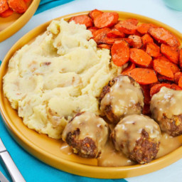 Swedish meatballs w roasted carrots and mashed potatoes