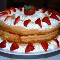 Swedish Meringue Cake with Strawberries and Orange Filling