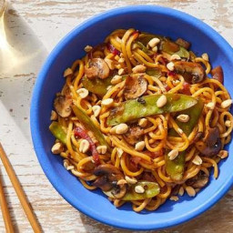 Sweet & Sour Noodles with Snow Peas, Mushrooms & Peanuts