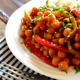 Sweet and Sour Chickpeas with Peppers