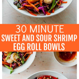 Sweet and Sour Shrimp Egg Roll Bowls