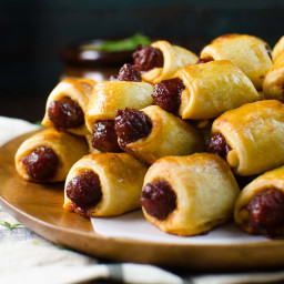 Sweet and Spicy Pigs in a Blanket with Cheese dip