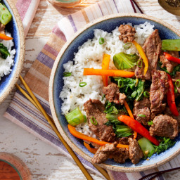 Sweet Chili Beef & Vegetable Stir-Fry with Garlic Rice