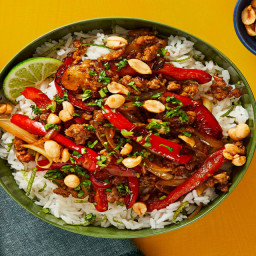 Sweet Chili Pork Bowls with Bell Pepper & Candied Peanuts