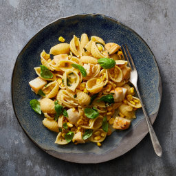 Sweet Corn and Scallop Pasta