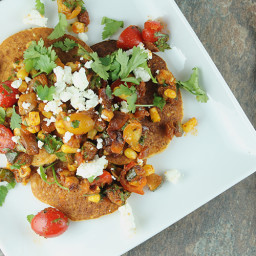 Sweet Corn Cakes with Roasted Vegetable Salsa