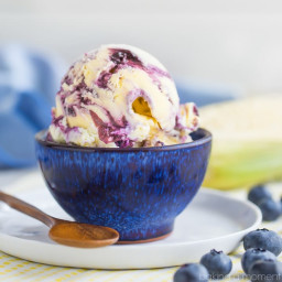 Sweet Corn Ice Cream with Blueberry Swirl