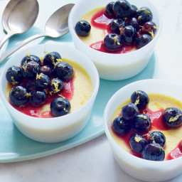 Sweet Corn Panna Cotta with Fresh Blueberry Compote