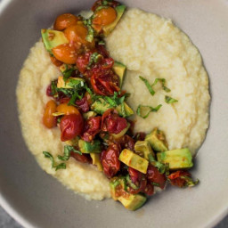 Sweet Corn Polenta with Roasted Tomatoes and Avocado