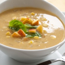 Sweet Corn Soup with Peaches