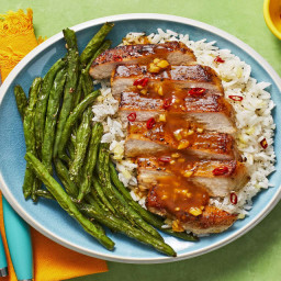 Sweet Ginger Chicken with Buttery Rice & Roasted Green Beans