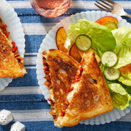 Sweet Pepper & Fig Grilled Cheese with Butter Lettuce & Peach Salad
