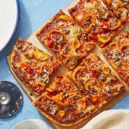 Sweet Pepper Focaccia Pizza with Spicy Garlic Oil